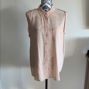 Equipment Cream Silk Sleeveless Blouse L
